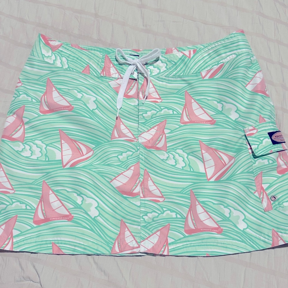 Vineyard Vines Women's All Over Pink Sailboat Print Skirt Size 6 gently worn